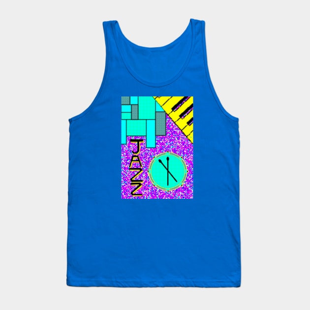 Halftone Retro Jazz Drum and Keyboard Tank Top by chowlet